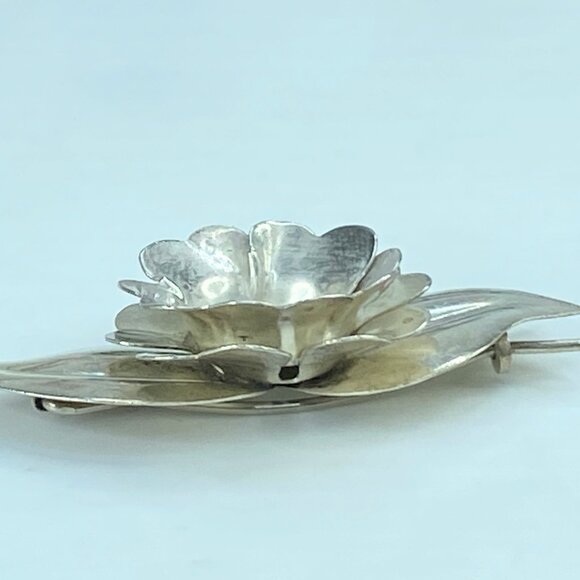 1940s Truart Sterling silver floral barrette 2.25\